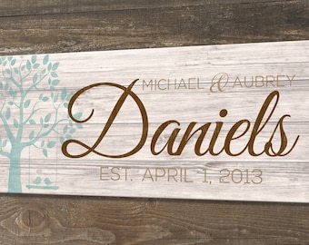 Wood Family Established Sign, Personalized Family Name Sign, Last Name Sign, Wedding  Anniversary Gift