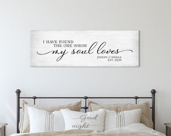 Personalized Couples Name Sign, Personalized Wedding Anniversary Gift,  Custom Wedding Sign, Song Of Solomon Canvas With Established Date