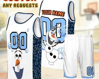 Olaf Snowman Baseball Jersey, Frozen Disney Shirt, Custom Name Personalized Cute Winter Outfit Gift
