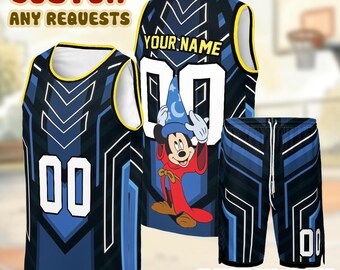 Classic Mickey Baseball Jersey, Custom Name Disney Cartoon Shirt, Personalized Outfit Gift for Kids Adults