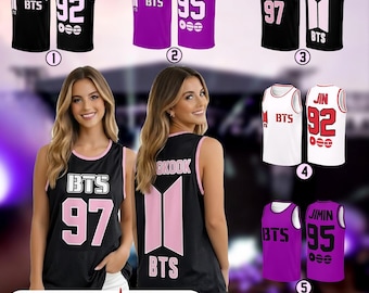 BTS Inspired Tour 2026 Jersey, Army Concert Outfit, Kpop Stage Basketball Tank Top, Custom Name Number, Purple OT7 Style