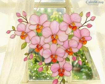 Custom Pink Orchid Acrylic Suncatcher, Color Flower Window Hangings for Garden Decor, Boho Nature Lover Suncatchers