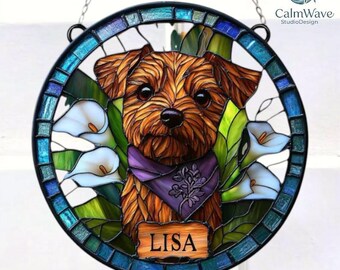 Personalized Pet Memorial Suncatcher – Stained Glass Dog Loss Gift, Custom Pet Keepsake Window