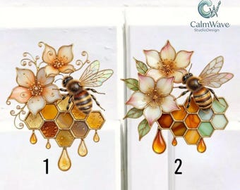 Bee Honeycomb Acrylic Suncatcher, Nature Window Hanging Decor