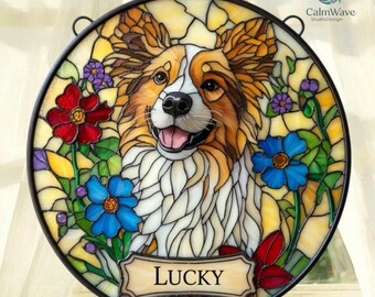 Custom Dog Memorial Gift – Stained Glass Suncatcher, Pet Loss Keepsake, Sympathy Gift for Pet Lovers