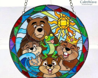 Hoppers Friends Stained Glass Suncatcher, Disney Pixar Movie Hoppers Window Hanging-Birthday Gift For Friends-Disney Tom Lizard Gift For Her