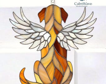 Custom Black Labrador Dog Memorial Acrylic Suncatcher,Labrador Dog Window Hanging,Dog Angel Wings Memorial Suncatcher