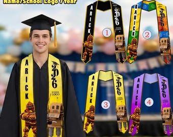 Roblox Graduation Stole Custom Logo Name Year, Personalized Gamer School Sash 2026, Unique Grad Outfit Gift