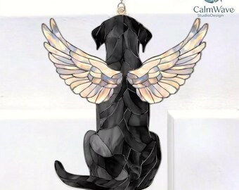 Custom Black Labrador Dog Memorial Acrylic Suncatcher,Labrador Dog Window Hanging,Dog Angel Wings Memorial Suncatcher,Dog Memorial Gift