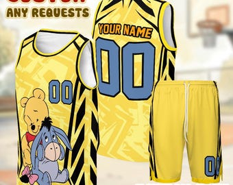Winnie Pooh Eeyore Baseball Jersey, Disney Friends Shirt, Custom Name Personalized Cute Outfit Gift