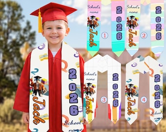Custom Graduation Stole Roblox Avatar, Personalized Name Class of 2026 for Kids Adults, Grad Gift