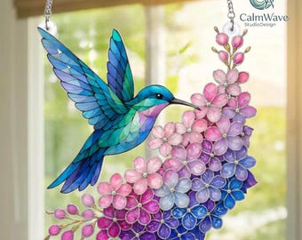 Acrylic Hummingbird Suncatcher, Handmade Window Hanging Decor, Colorful Bird Art Gift for Garden and Nature Lovers