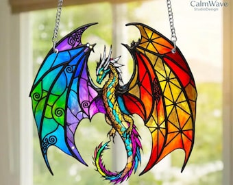 Fantasy Dragon Suncatcher, Dragon Acrylic Window Hanging Decor, Mystery Dragon Sun Catcher, Dragon Lovers Gift, Housewarming Gift