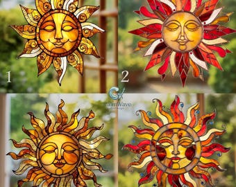 Colorful Sun Face Acrylic Suncatcher, Window Hanging Decor, Boho Sun Ornament, Celestial Gift, Rainbow Sun Catcher