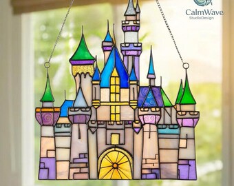 Fairytale Castle Acrylic Suncatcher, Window Hanging Decor, Fantasy Princess Ornament, Dreamy Home Gift, Magical Sun Catcher