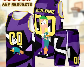 Ferb Perry Baseball Jersey, Phineas and Ferb Cartoon Shirt, Custom Name Personalized Funny Outfit Gift
