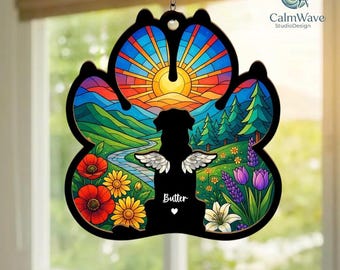 Personalized Dog Loss Sympathy Gift, Custom Dog Memorial Suncatcher, Pet Memorial Gift, Loss of Dog Gift, Dog Remembrance Gift