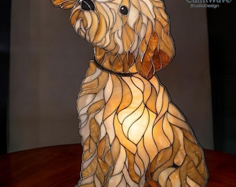 Attrape-soleil Goldendoodle en acrylique, ornement de griffonnage, cadeaux pour animaux de compagnie, décoration de fenêtre commémorative pour animal de compagnie, cadeau pour amoureux des chiens, attrape-soleil pour chiot PAS EN VERRE (2D)