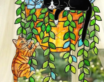 Custom Cat Breed Suncatcher: Hologram Acrylic Window Hanging, Plant Pot & Cats Art