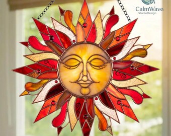 Golden Sun Acrylic Suncatcher, Window Hanging Decor, Minimal Sun Ornament, Celestial Home Gift, Bright Window Decor