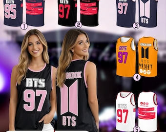 Kpop Tour 2026 Jersey Inspired by BTS, Army Concert Outfit, Custom Sleeveless Basketball Jersey, Purple Fan Gift OT7 Style