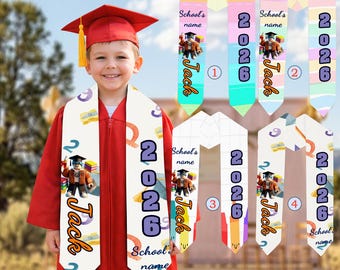 Custom Graduation Stole Roblox Avatar, Personalized Name Class of 2026 for Kids Adults, Grad Gift