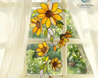 Sunflower Acrylic Suncatcher, Window Hanging, Botanical Art, Nature Lover Gift, 2d Flat Print