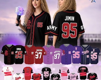 Maillot de baseball BTS - Nom et numéro personnalisés, cadeau pour fan de l'armée, tenue de concert Kpop, maillot violet OT7