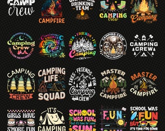Friends Fires Fun Camping PNG Bundle, Camping Crew Png, Camper Shirt Png, Campfire Sublimation Design, Outdoor Adventure Png Digital File