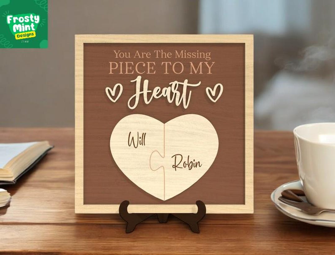 You Are the Missing Piece Wood Sign, Personalized Heart Puzzle Plaque ...