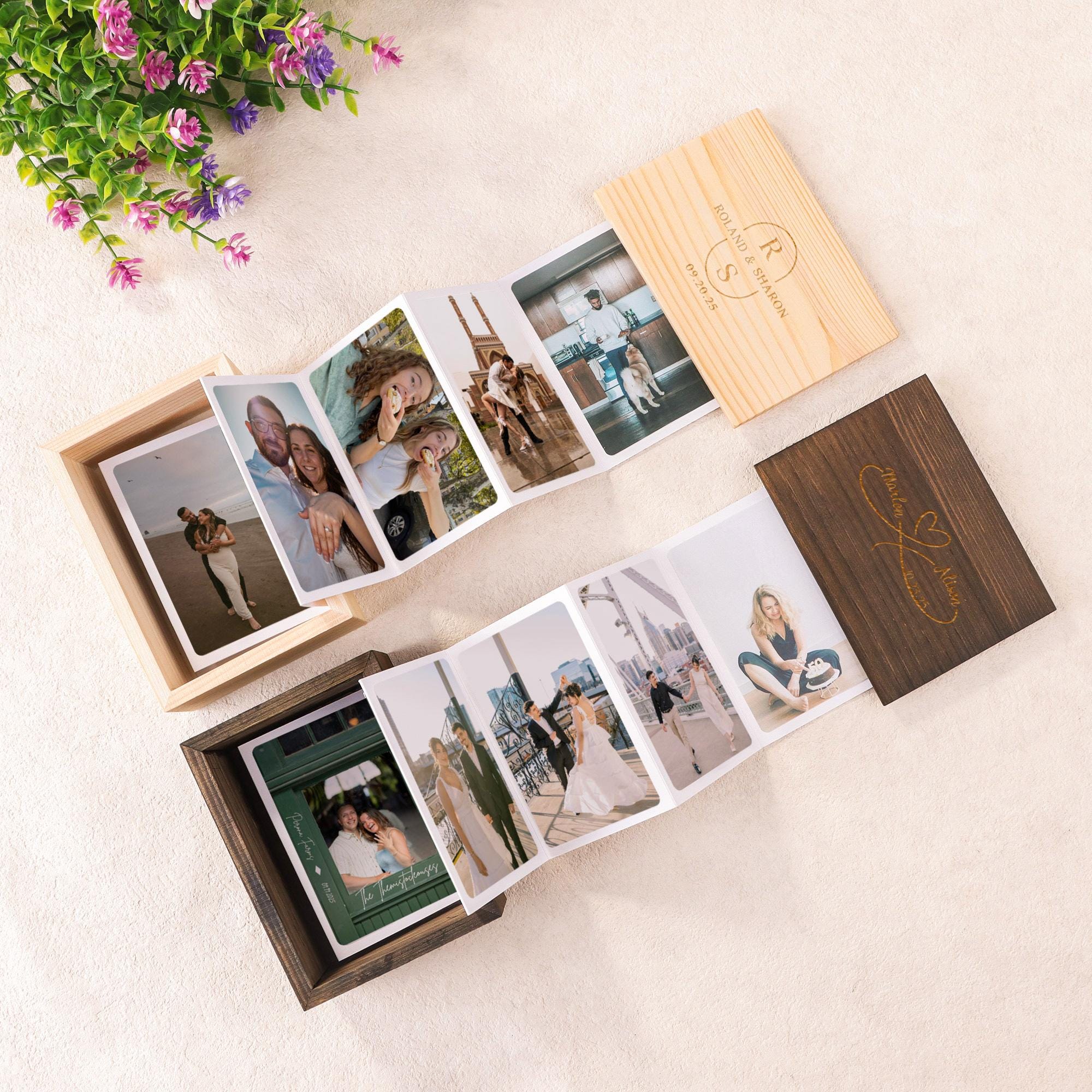 Wedding Card Box – Family Name Initial Pine Wood Holder Walnut