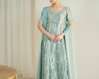 Pakistani Designer Kurta Palazzo and Dupatta set and Readymade Salwar Kameez for fully stitch Party Wear and Wedding Wear 3 pc Suit Set