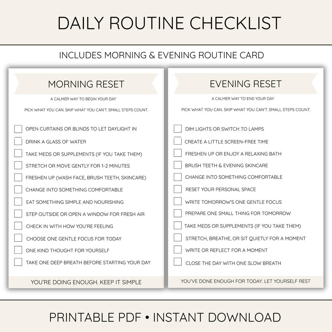 Daily Routine Checklist Printable Morning & Evening Routine Planner ...