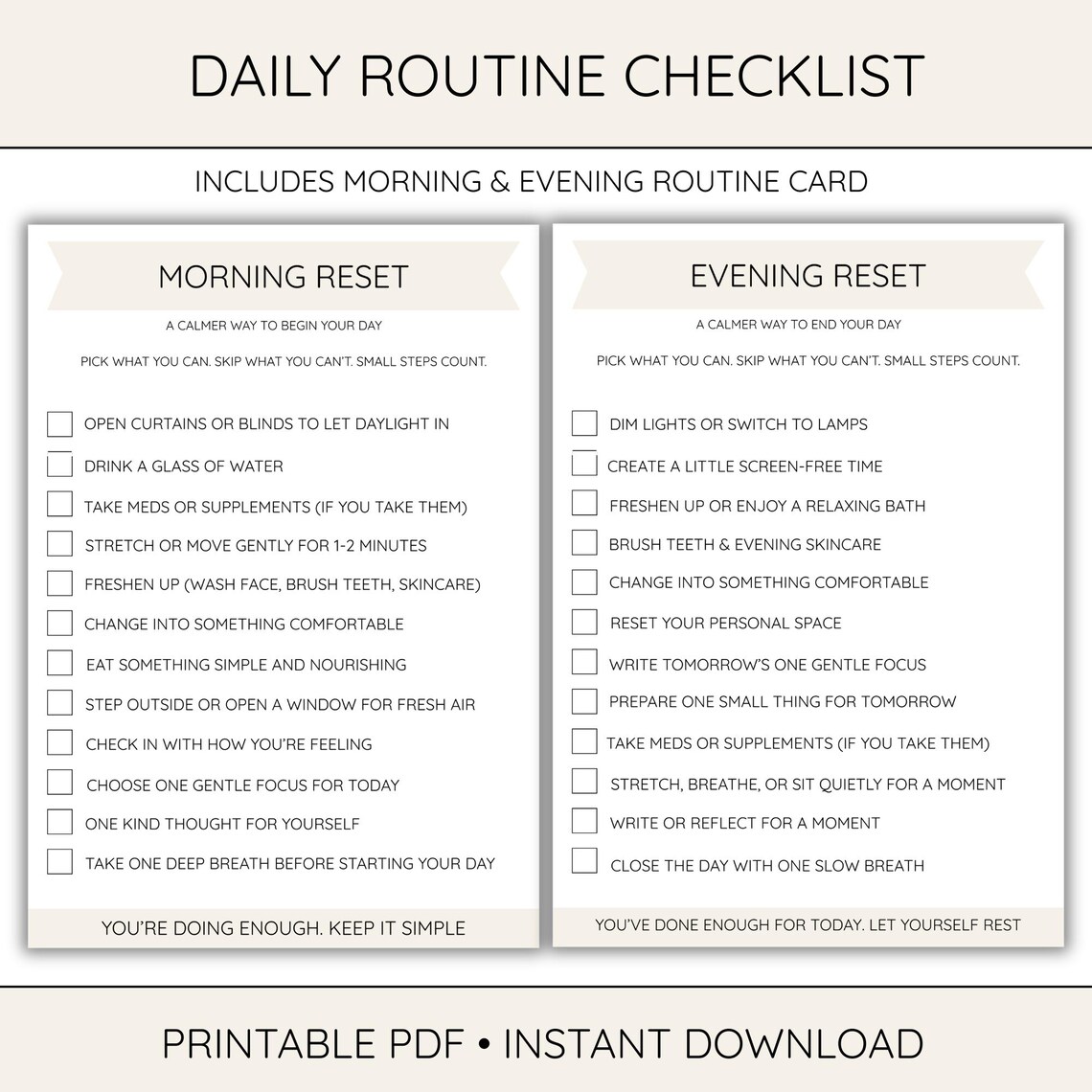 Daily Routine Checklist Printable Morning & Evening Routine Planner ...