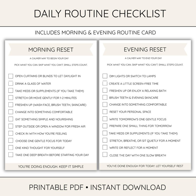 Daily Routine Checklist Printable Morning & Evening Routine Planner ...