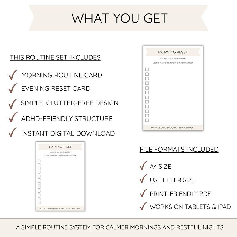 Daily Routine Tablet Daily Routine Checklist Printable Morning & Evening Routine Planner ...