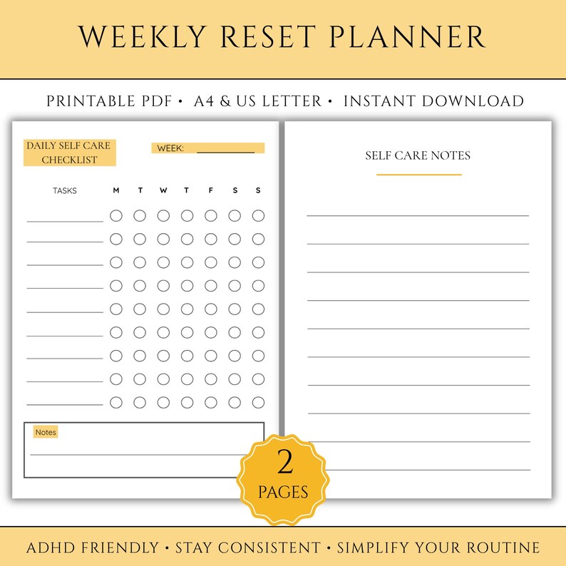 Weekly Reset Routine Checklist (printable PDF) – Minimal Habit Tracker ...