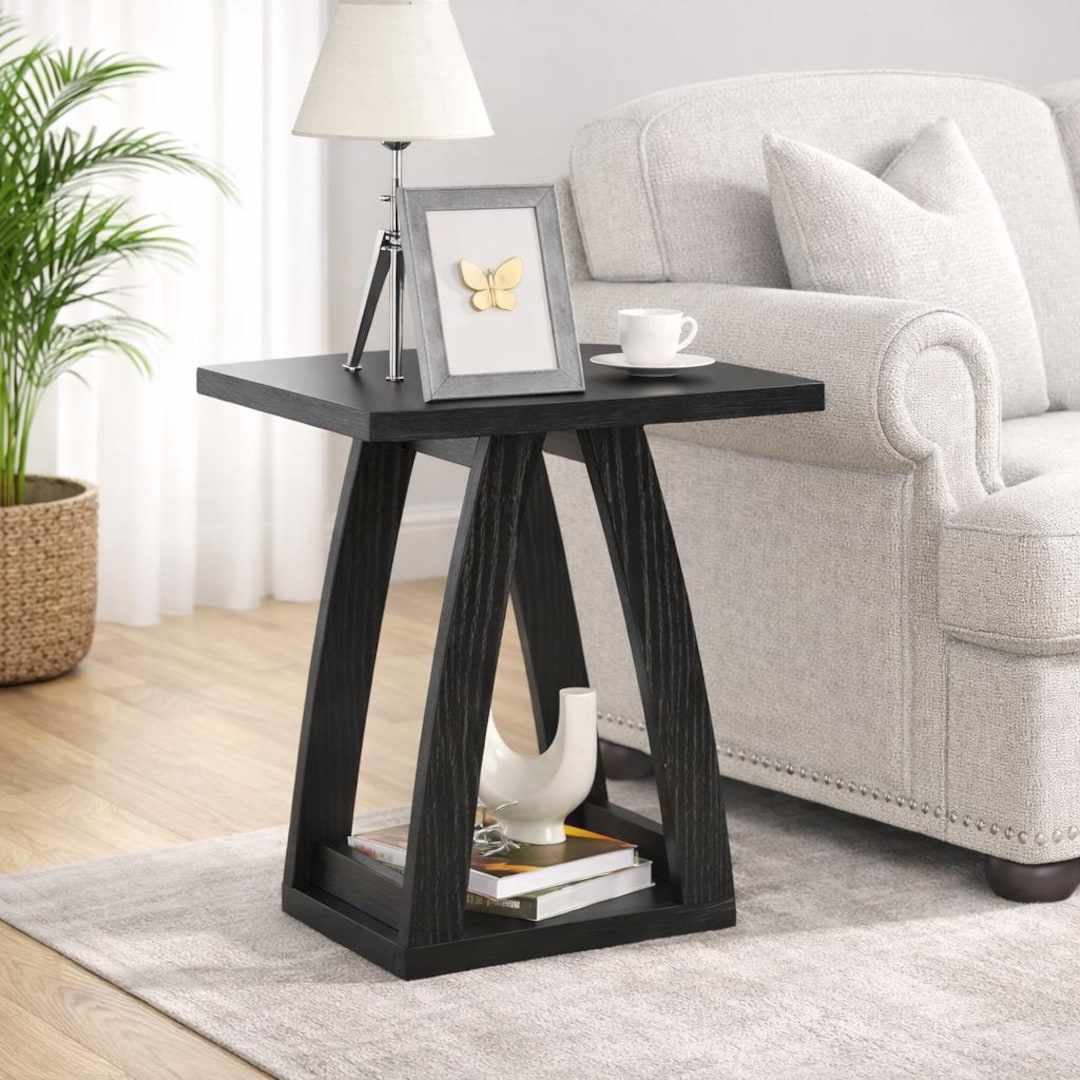 Modern Black End Table With Shelf for Living Room Bedroom Sofa - Etsy