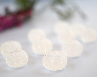 White bead set , 10 white beads , sugarcoated beads , white lampwork beads