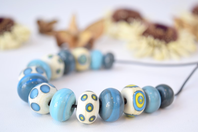 lampwork bead set sra lampwork murano glass beads round beads funky bead set Boho bead set artisan bead set