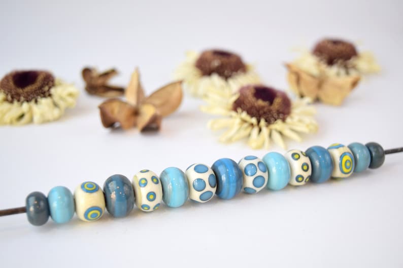 lampwork bead set sra lampwork murano glass beads round beads funky bead set Boho bead set artisan bead set