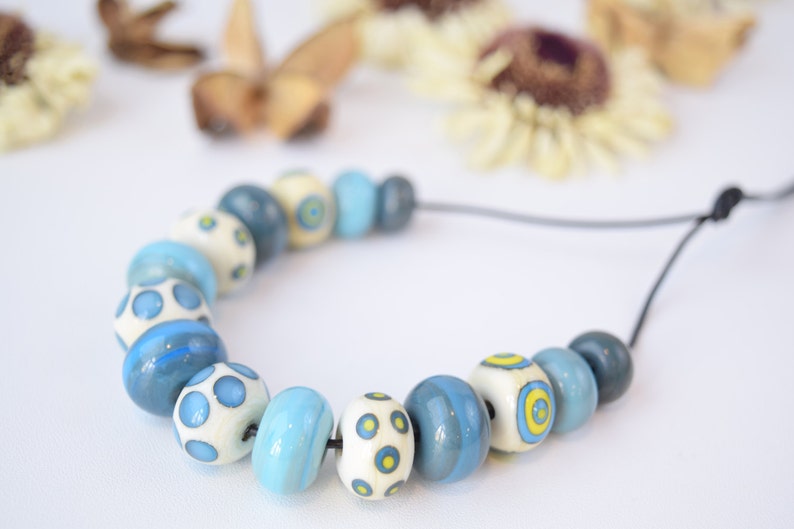 lampwork bead set sra lampwork murano glass beads round beads funky bead set Boho bead set artisan bead set