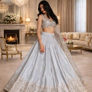 Silk Machine Light Green Lehenga Choli Dupatta Set at Rs 1999 in New Delhi