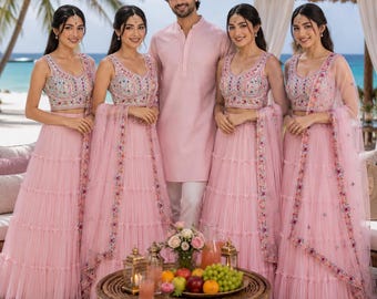 Dupatta fleuri rose georgette Lehenga Choli, robe de festival invitée de mariage indien coupe personnalisée États-Unis