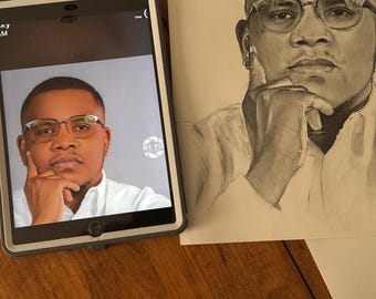 Custom Pencil Portrait from Photo, Realistic Hand Drawn Person Drawing, Memorial Gift 8x10 9x12 11x14