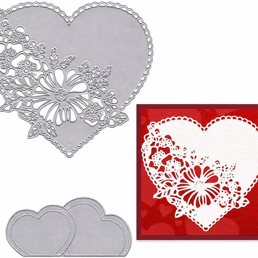 Wedding Heart Frame Metal Cutting Dies, Lace Flower Die Set for Card ...