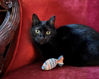 Handmade Crochet Cat Toy Fish, 100% Cotton, Catnip Optional