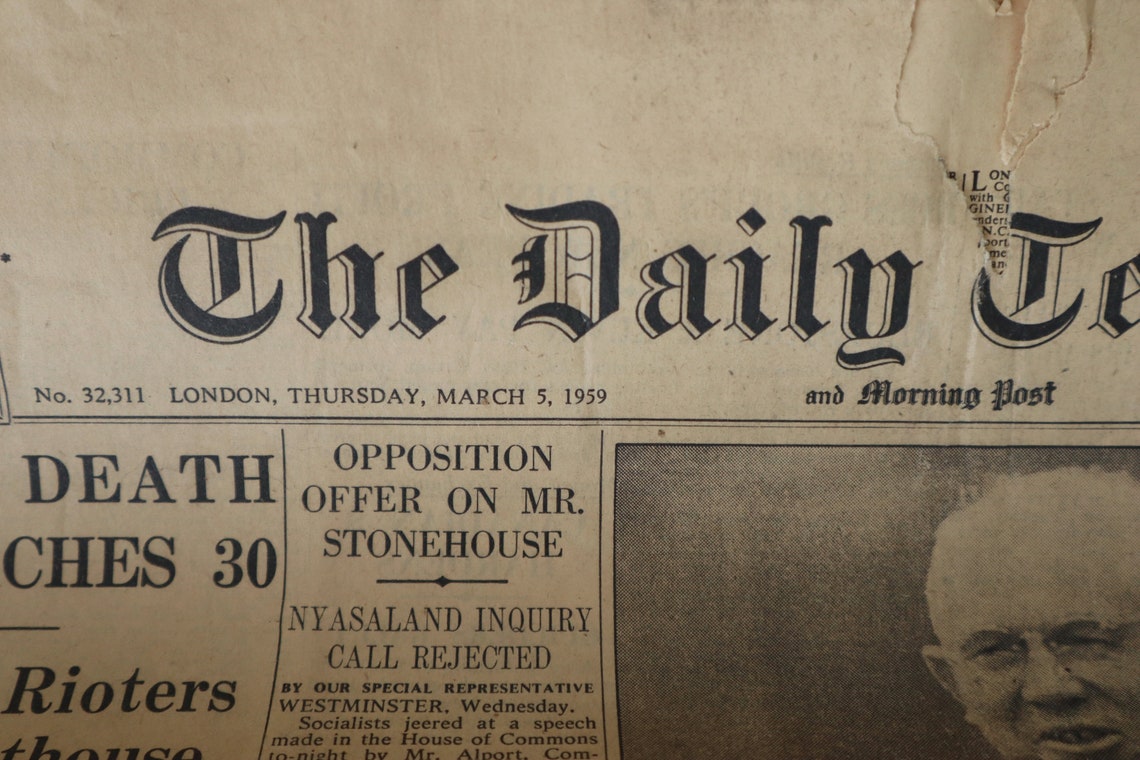 Set of 2 Vintage newspapers THE DAILY TELEGRAPH 1950s Etsy