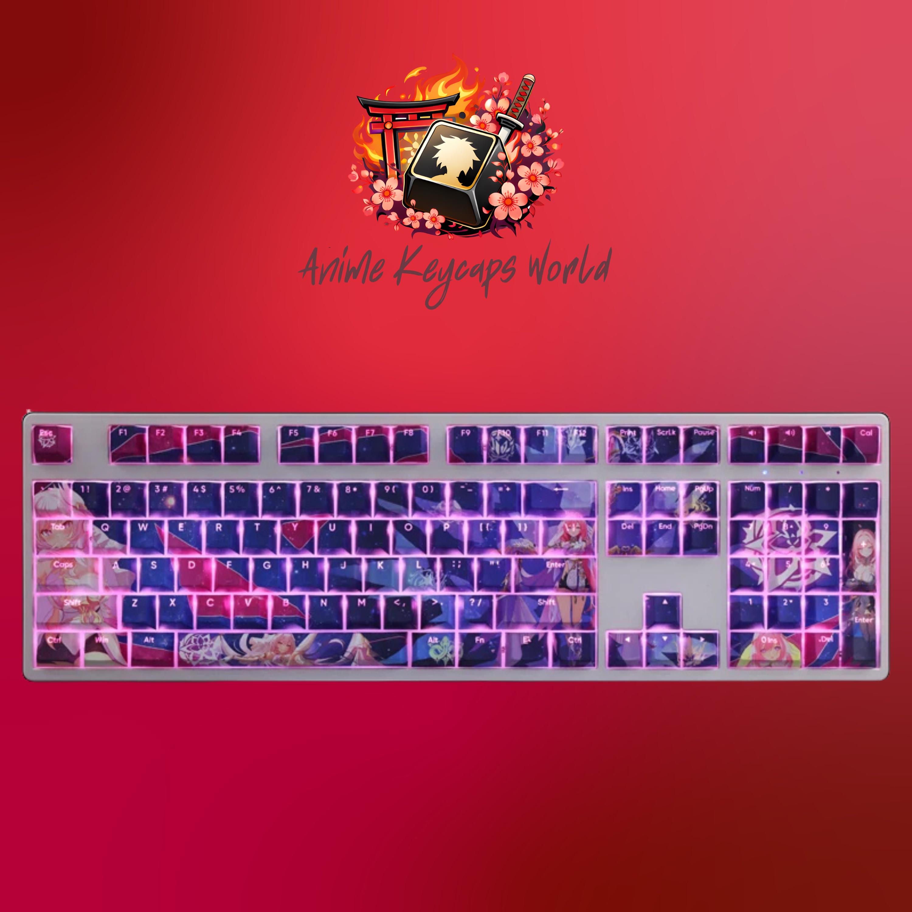 Fantasy Pink Anime Keycaps 108 Keys, Anime Keycaps Set, Artisan Key ...
