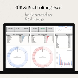 収支明細書 | 会計 | Excel | 自営業者および中小企業経営者 | 収支の自動追跡 | 月次/年次概要 | ドイツ語
